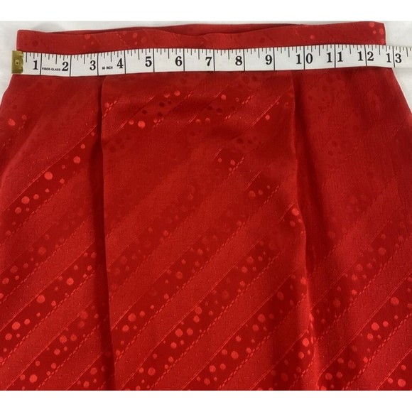 CHR Womens Size 4 Red 100% Silk Skirt Pencil Subtle Stripes Dots Party VTG - Picture 5 of 7